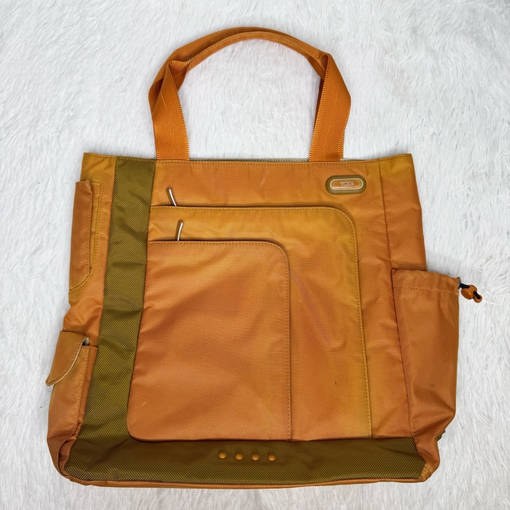 Tumi Orange Nylon Tote Bag